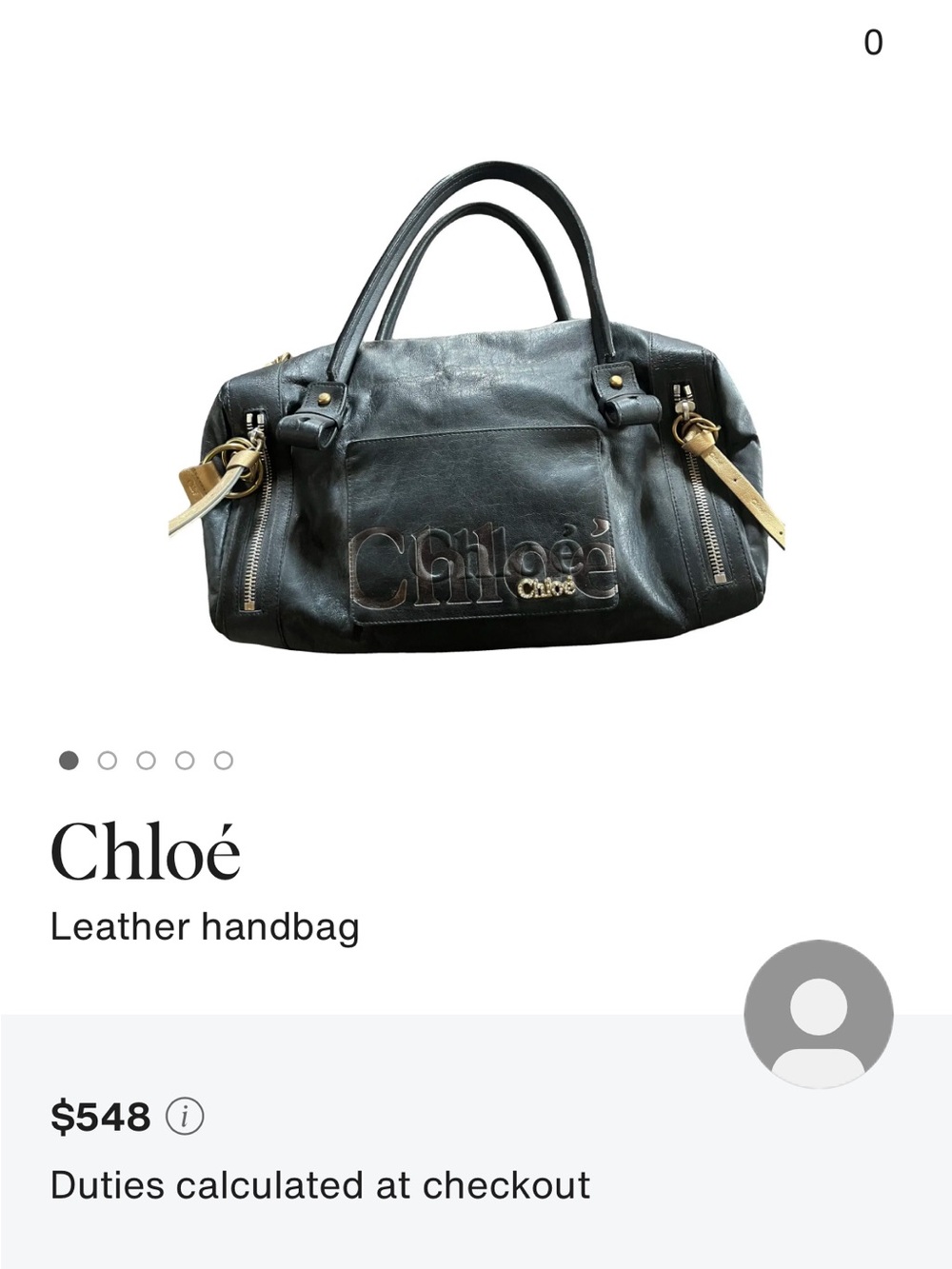 Chloe Eclipse Boston Black Leather Shoulder Bag with Brown Logo Accent - Picture 15 of 16